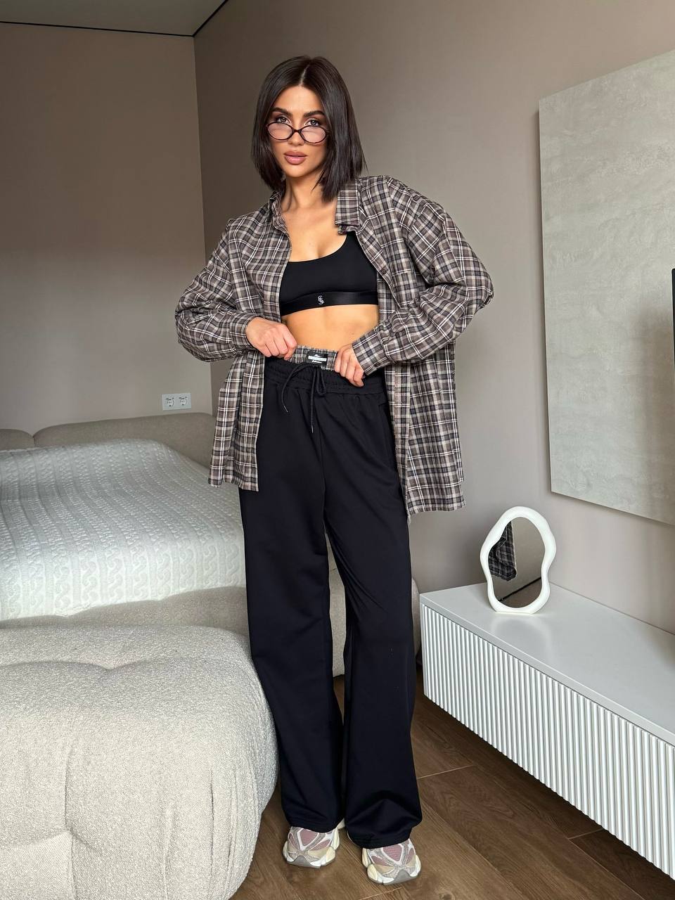 KOMPLET   Volná košile +  Palazzo kalhoty s páskem