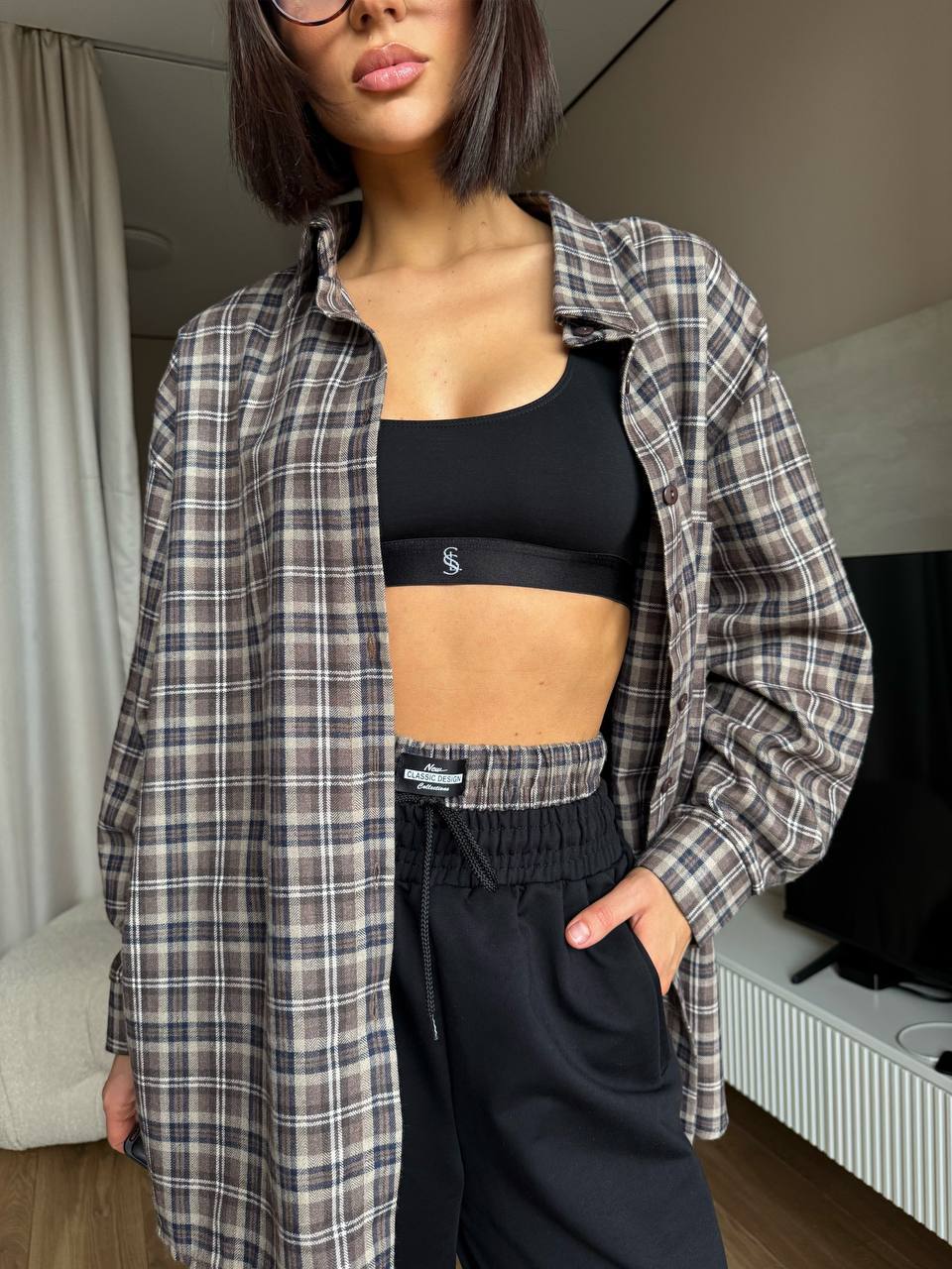 KOMPLET   Volná košile +  Palazzo kalhoty s páskem