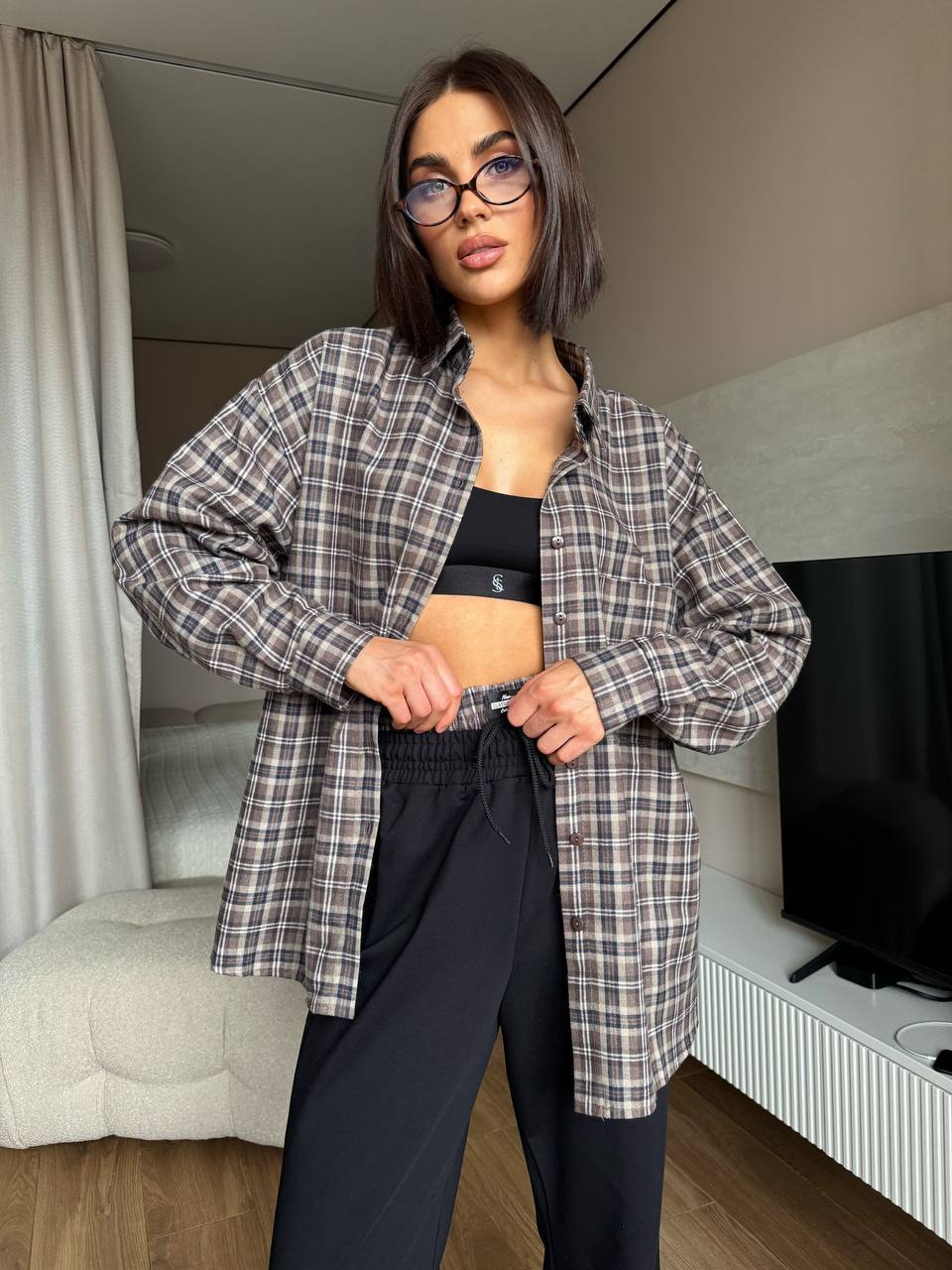 KOMPLET   Volná košile +  Palazzo kalhoty s páskem