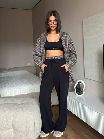 KOMPLET   Volná košile +  Palazzo kalhoty s páskem