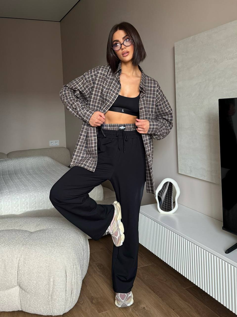 KOMPLET   Volná košile +  Palazzo kalhoty s páskem