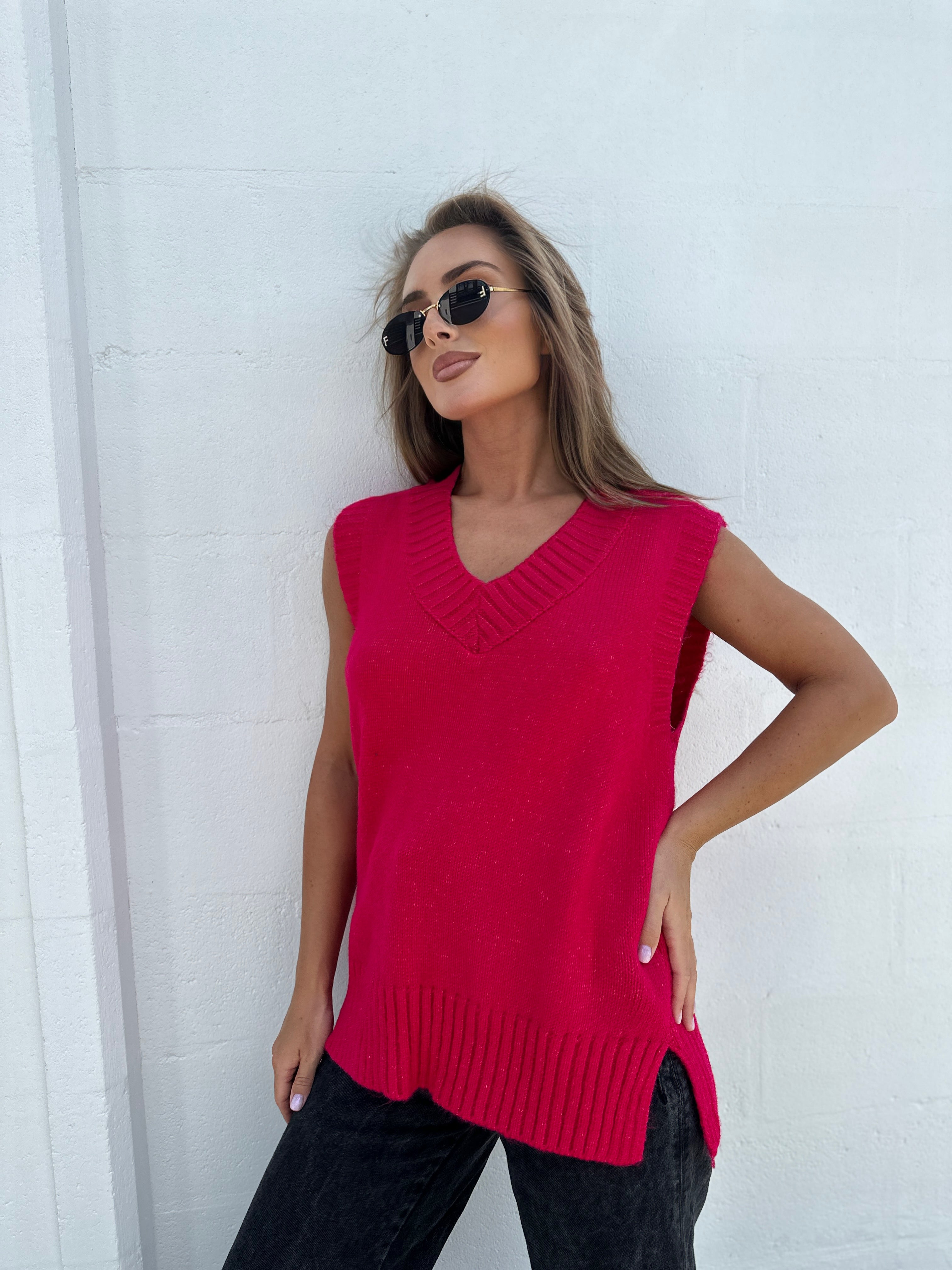 Dámská pletená vesta bez rukávů