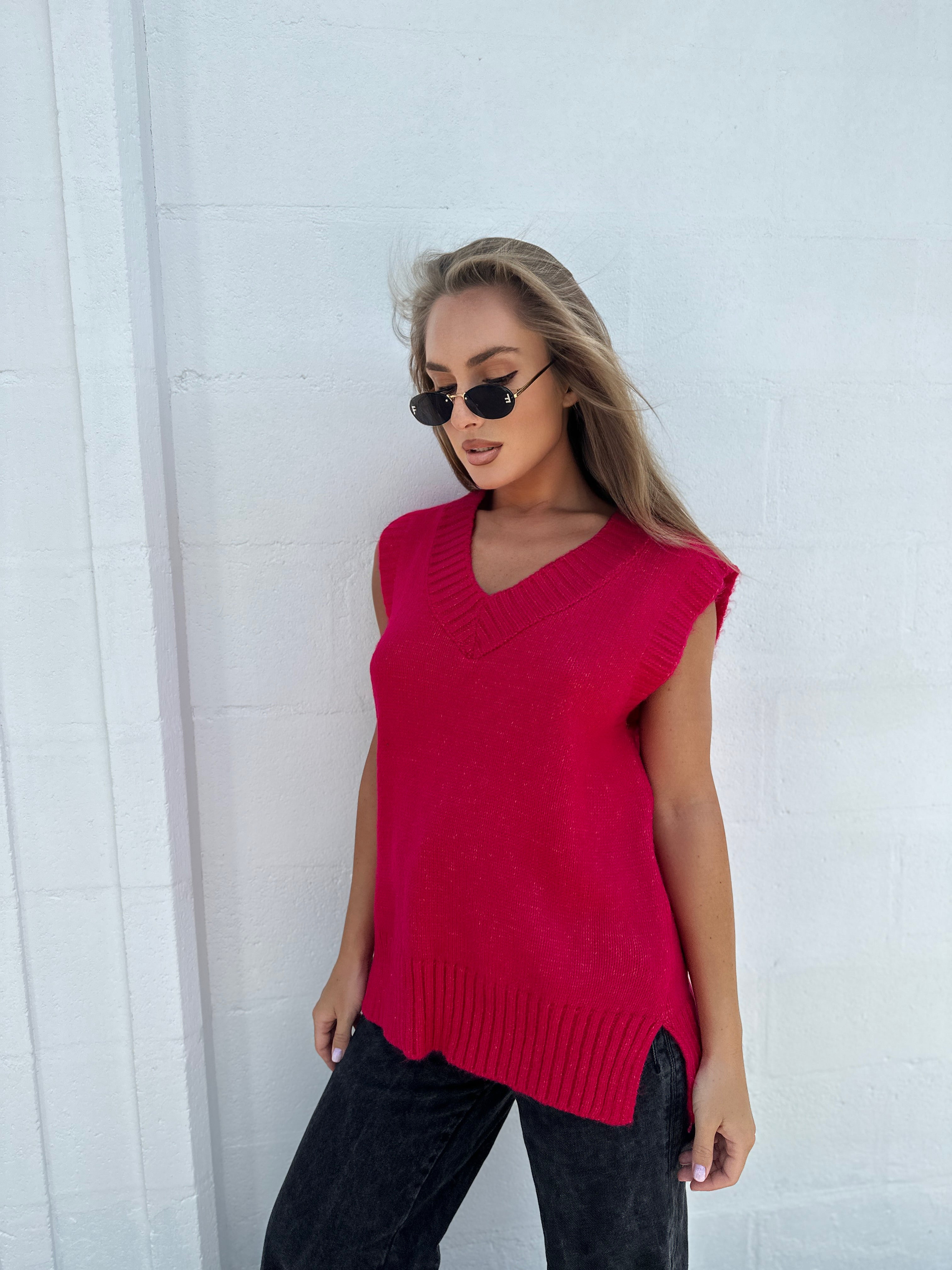 Dámská pletená vesta bez rukávů