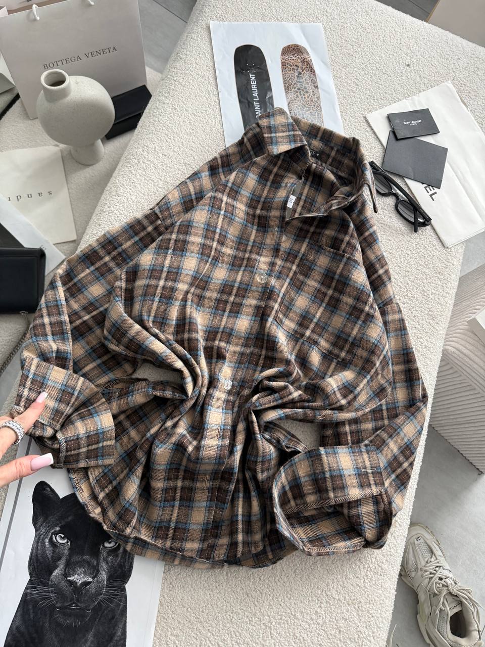 Stylová kostkovaná košile s volným střihem