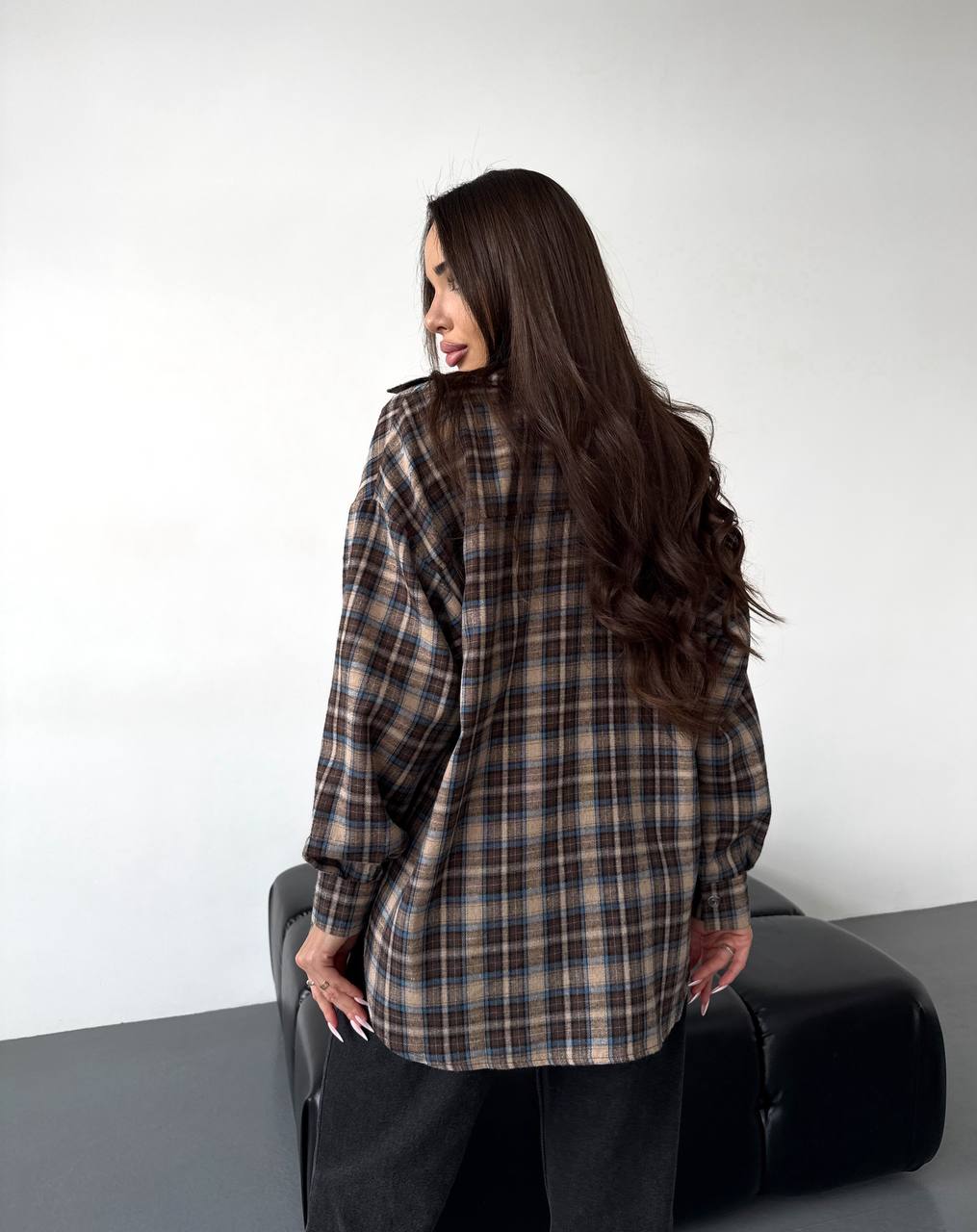 Stylová kostkovaná košile s volným střihem