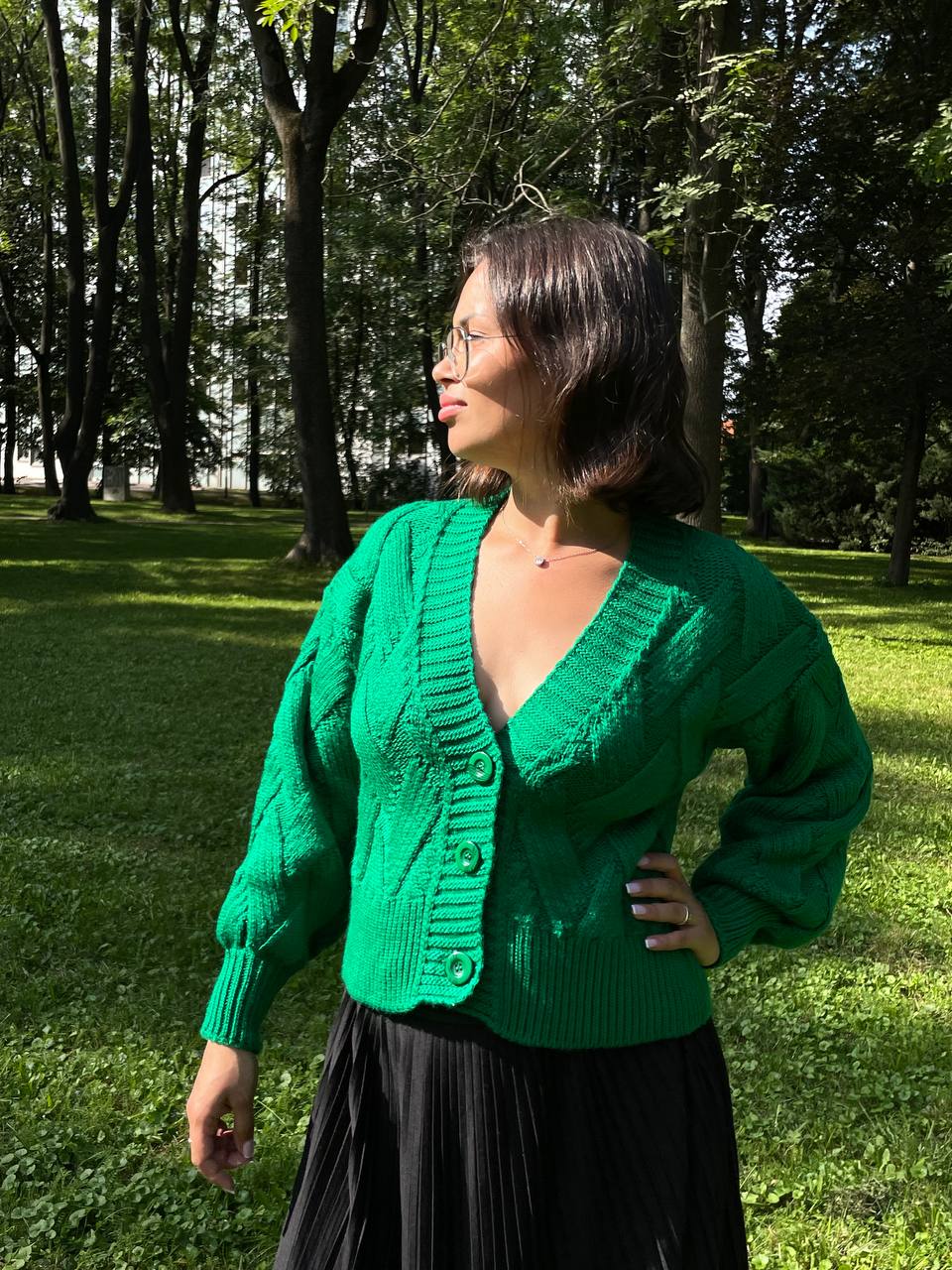 vzorovaný kardigan v moderním střihu