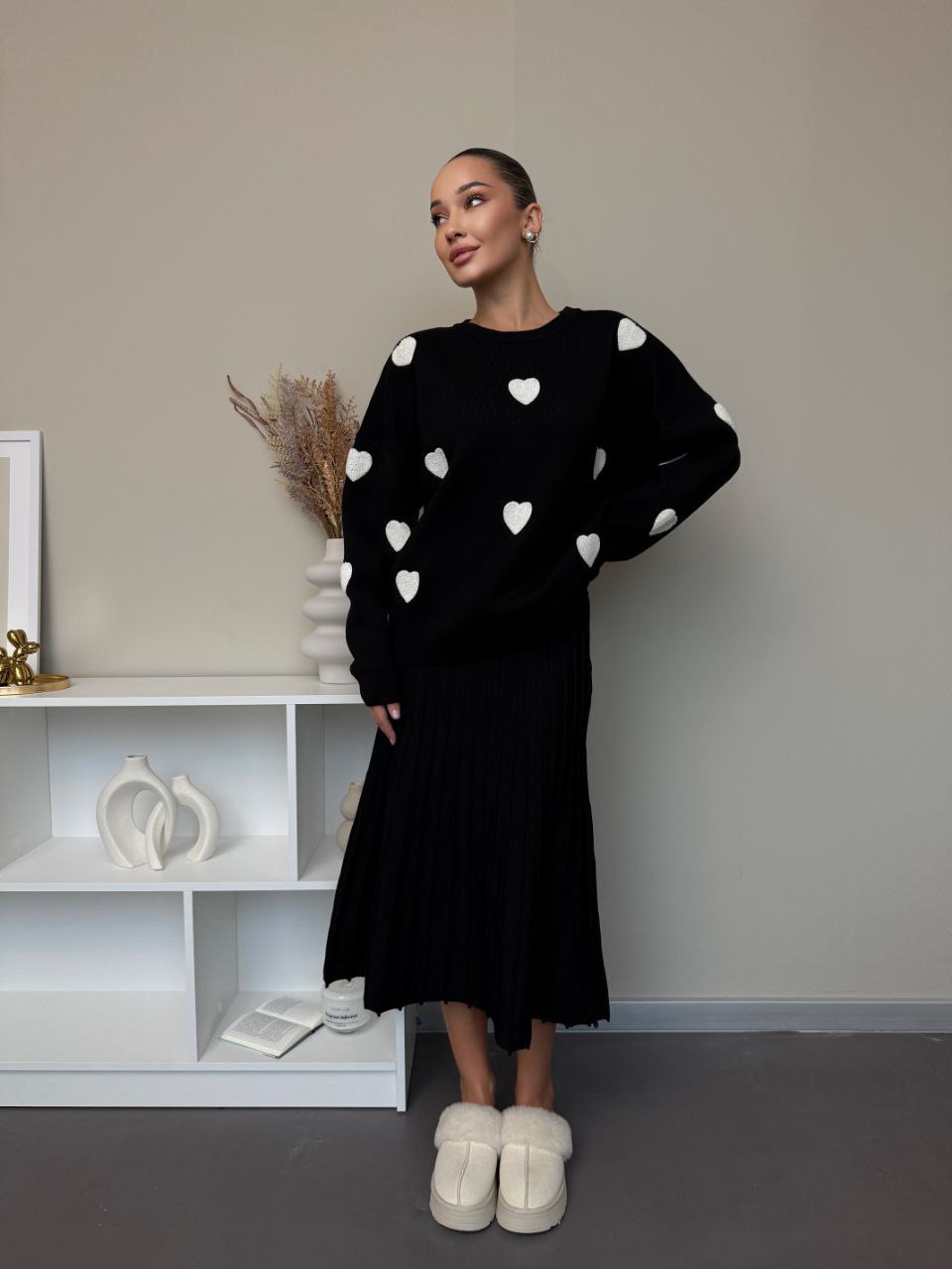 Dámský komplet – svetr a plisovaná sukně