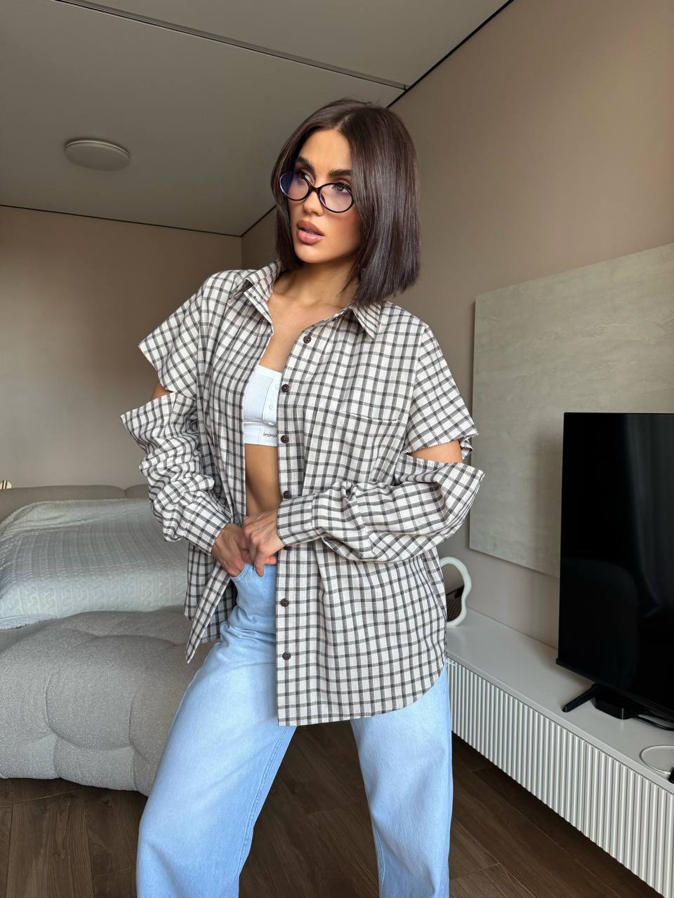 Kostkovaná košile s trendy „trhanými“ rukávy – OVERSIZE MUST-HAVE! 🔥