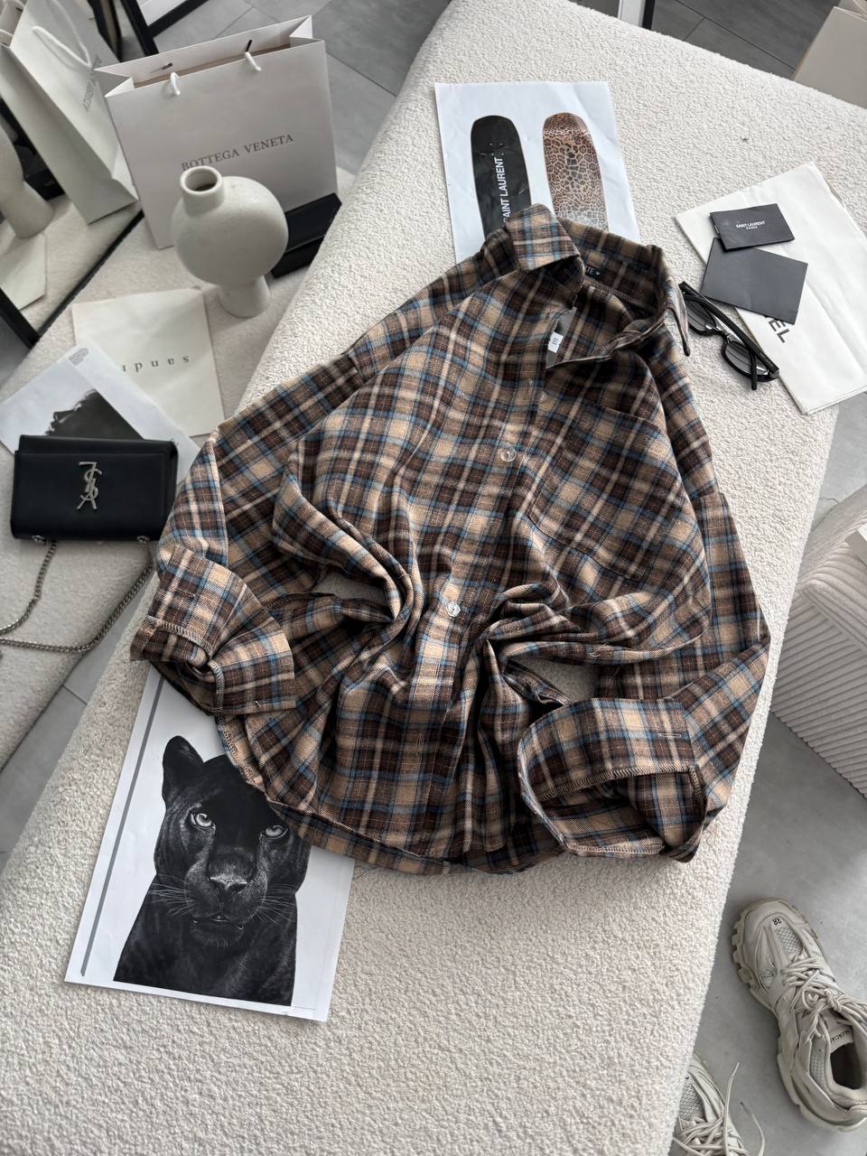 Stylová kostkovaná košile s volným střihem