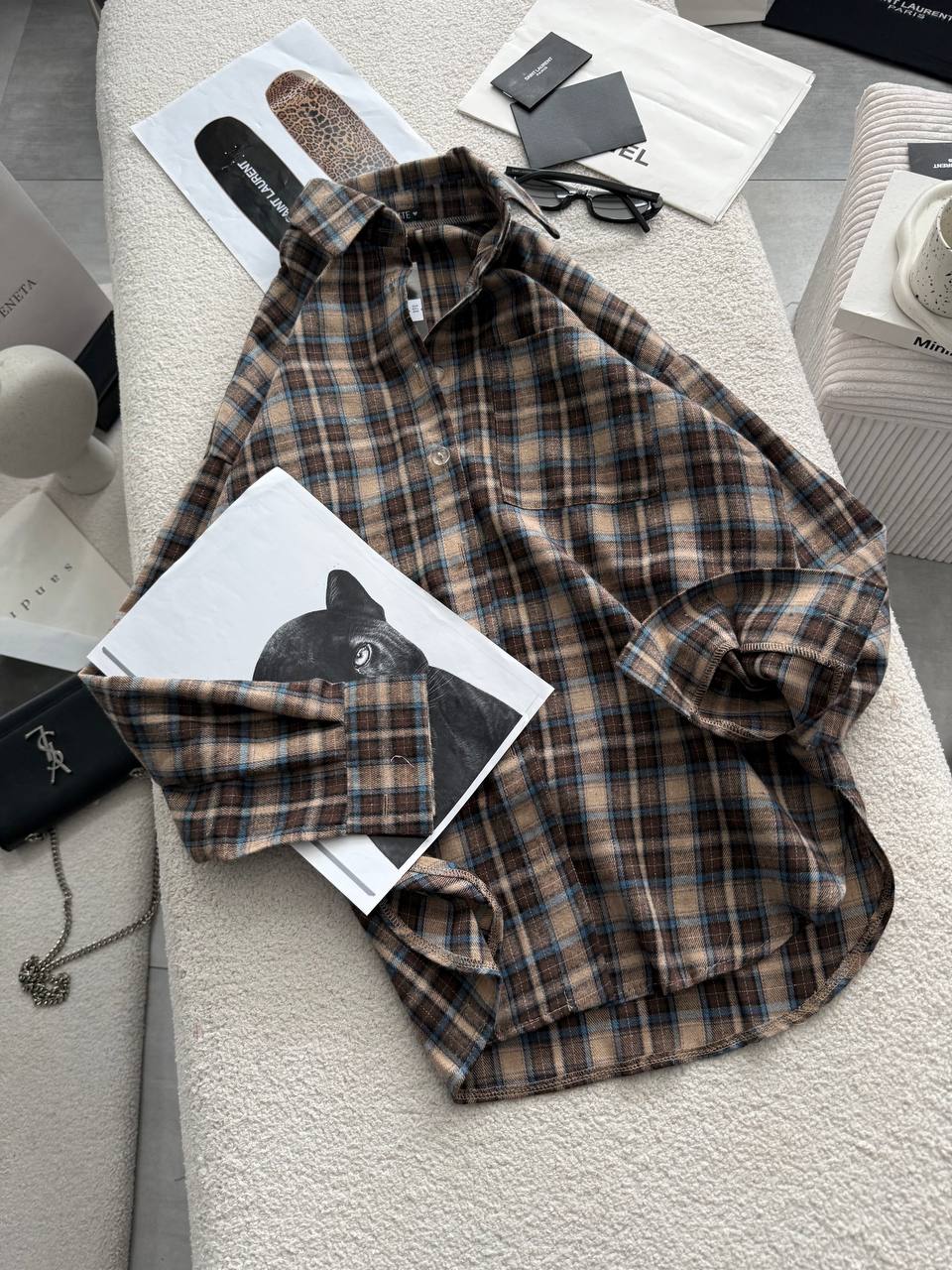 Stylová kostkovaná košile s volným střihem