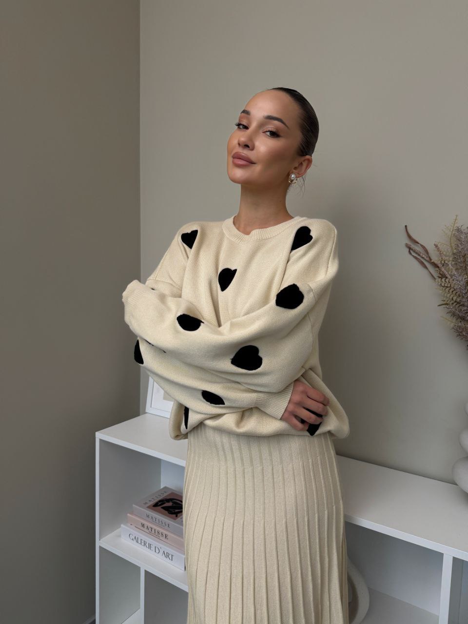 Dámský komplet – svetr a plisovaná sukně