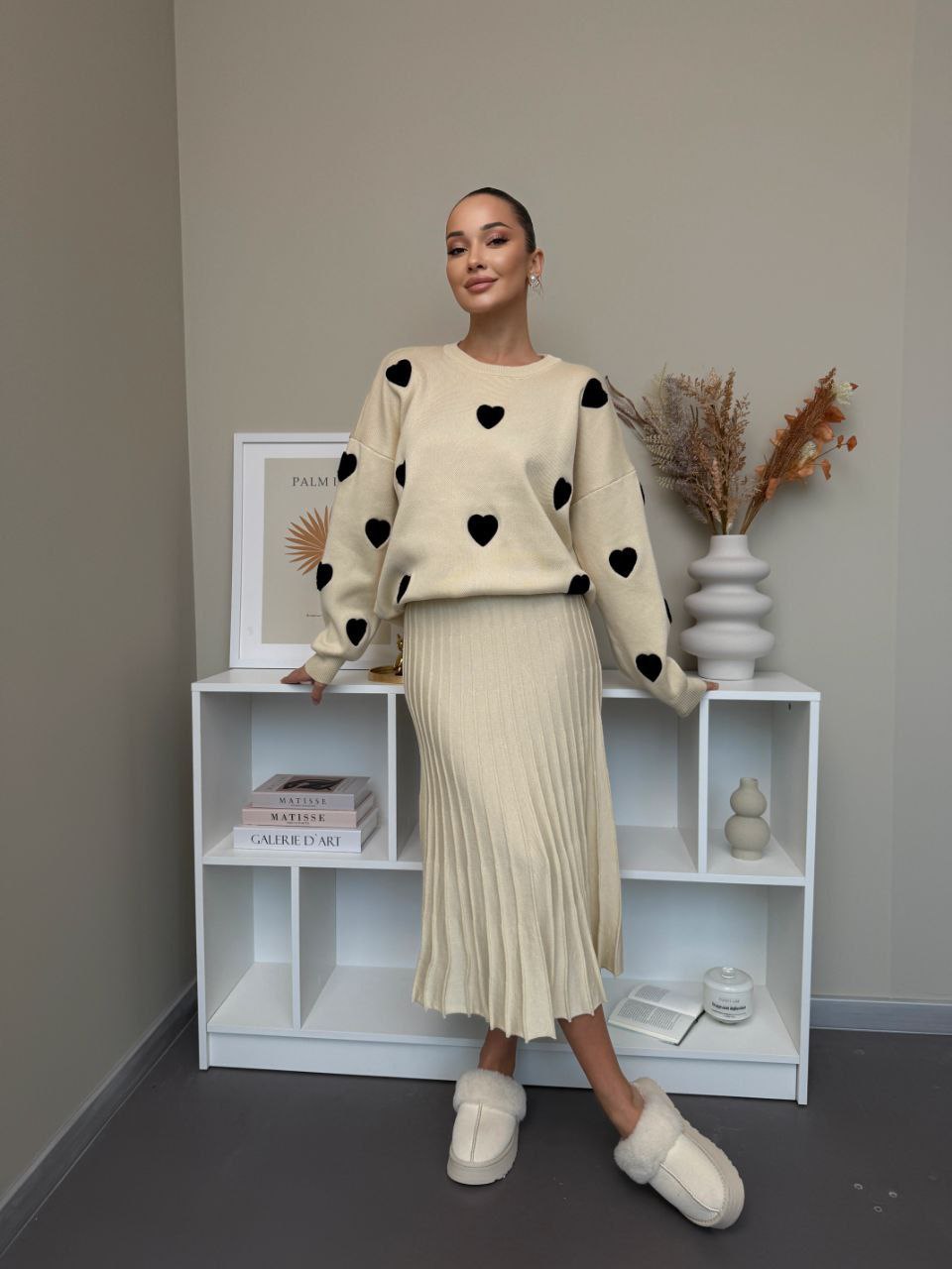 Dámský komplet – svetr a plisovaná sukně