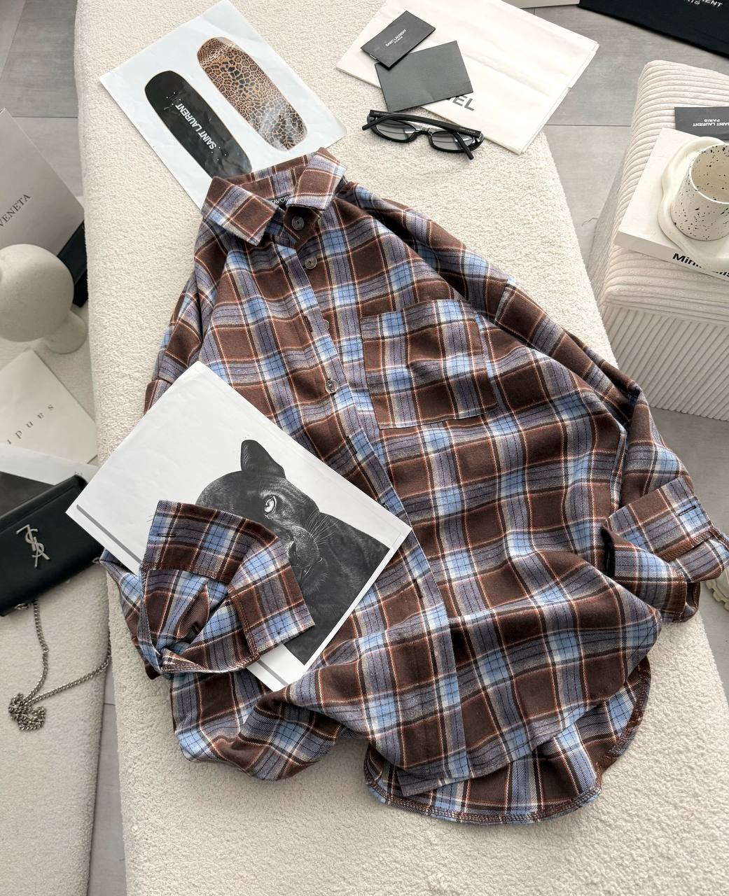 Stylová kostkovaná košile s volným střihem