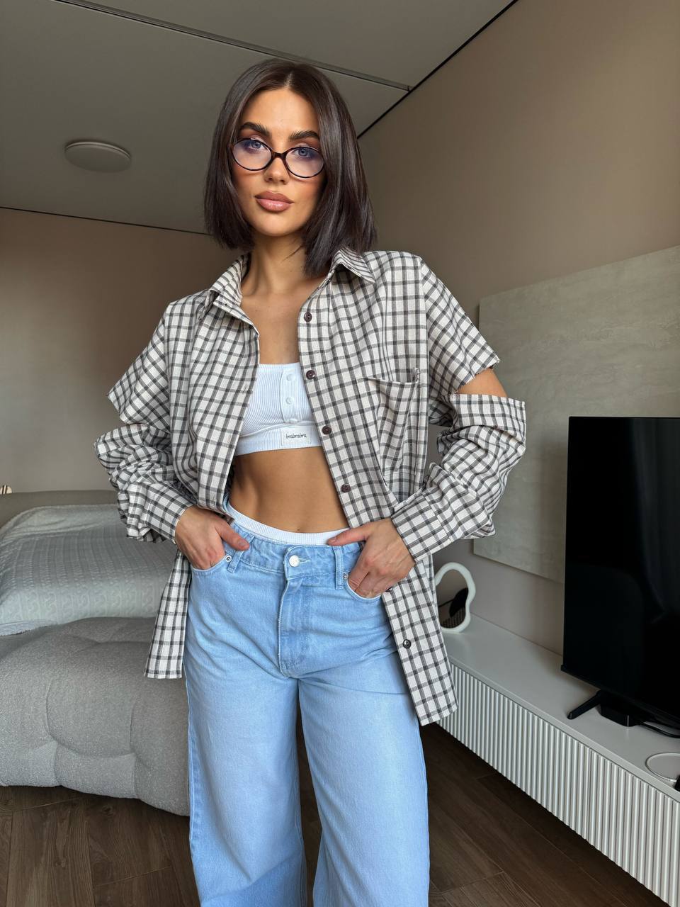 Kostkovaná košile s trendy „trhanými“ rukávy – OVERSIZE MUST-HAVE! 🔥