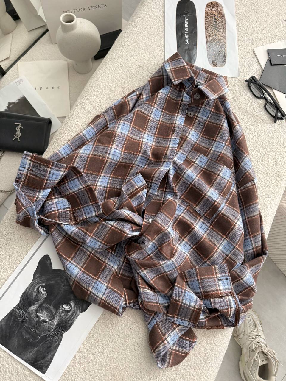 Stylová kostkovaná košile s volným střihem