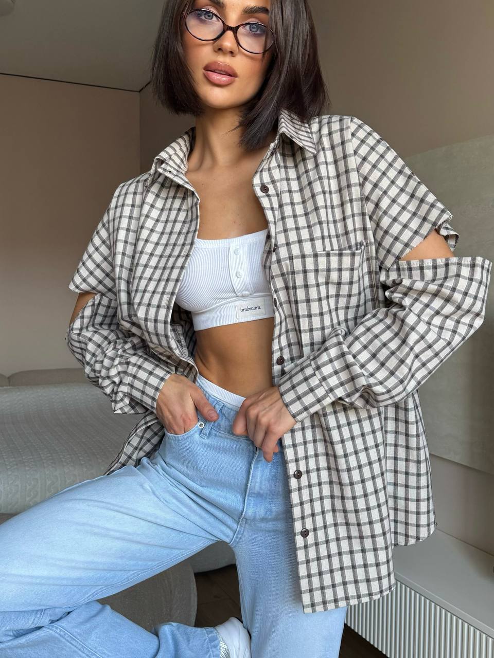 Kostkovaná košile s trendy „trhanými“ rukávy – OVERSIZE MUST-HAVE! 🔥