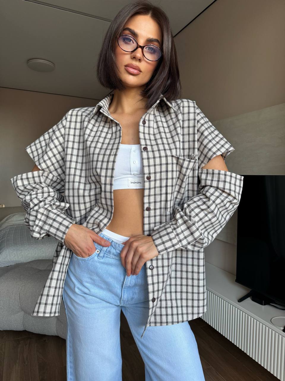 Kostkovaná košile s trendy „trhanými“ rukávy – OVERSIZE MUST-HAVE! 🔥