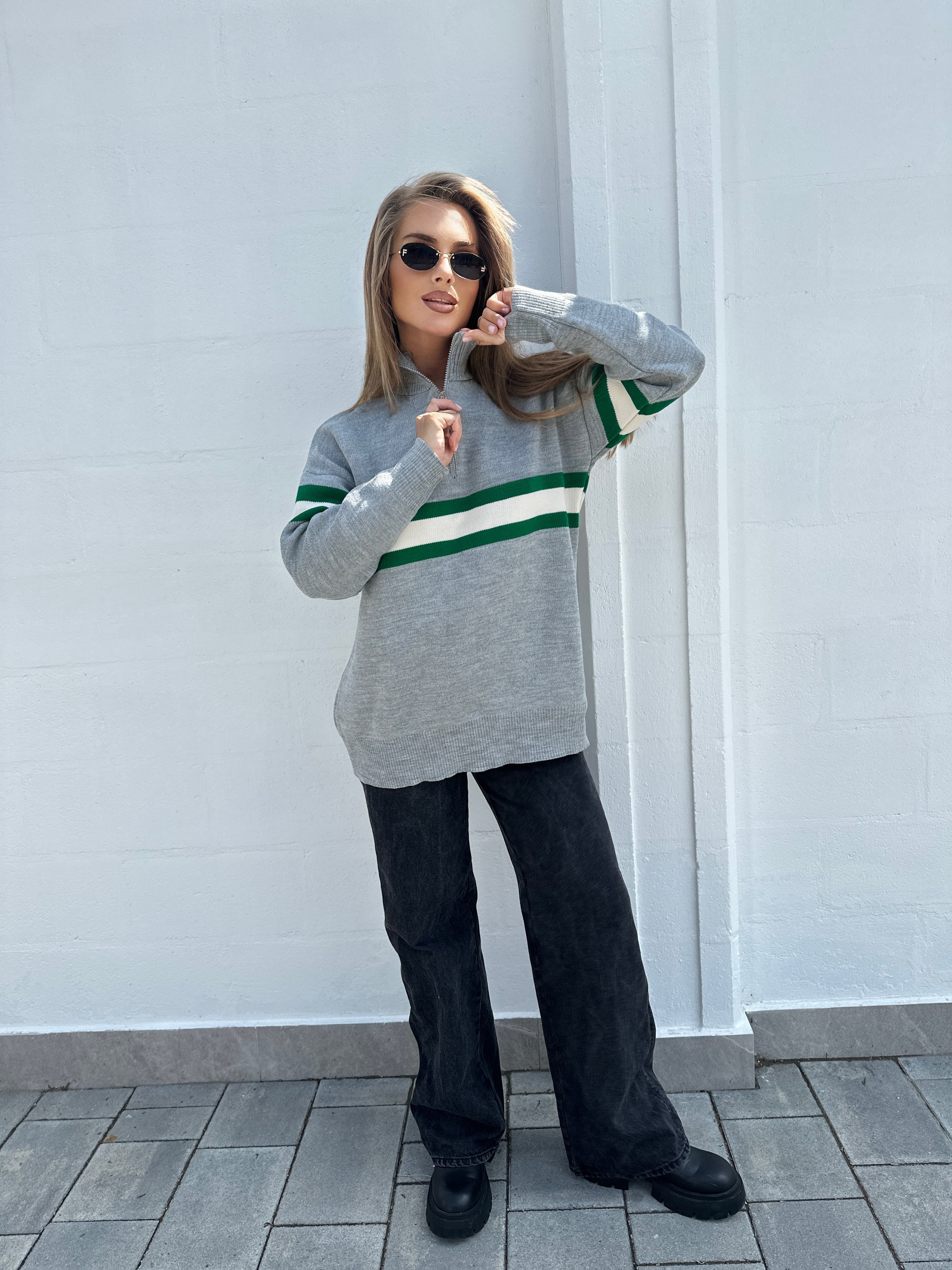 Podzimní světlá tunika z akrylu a vlny