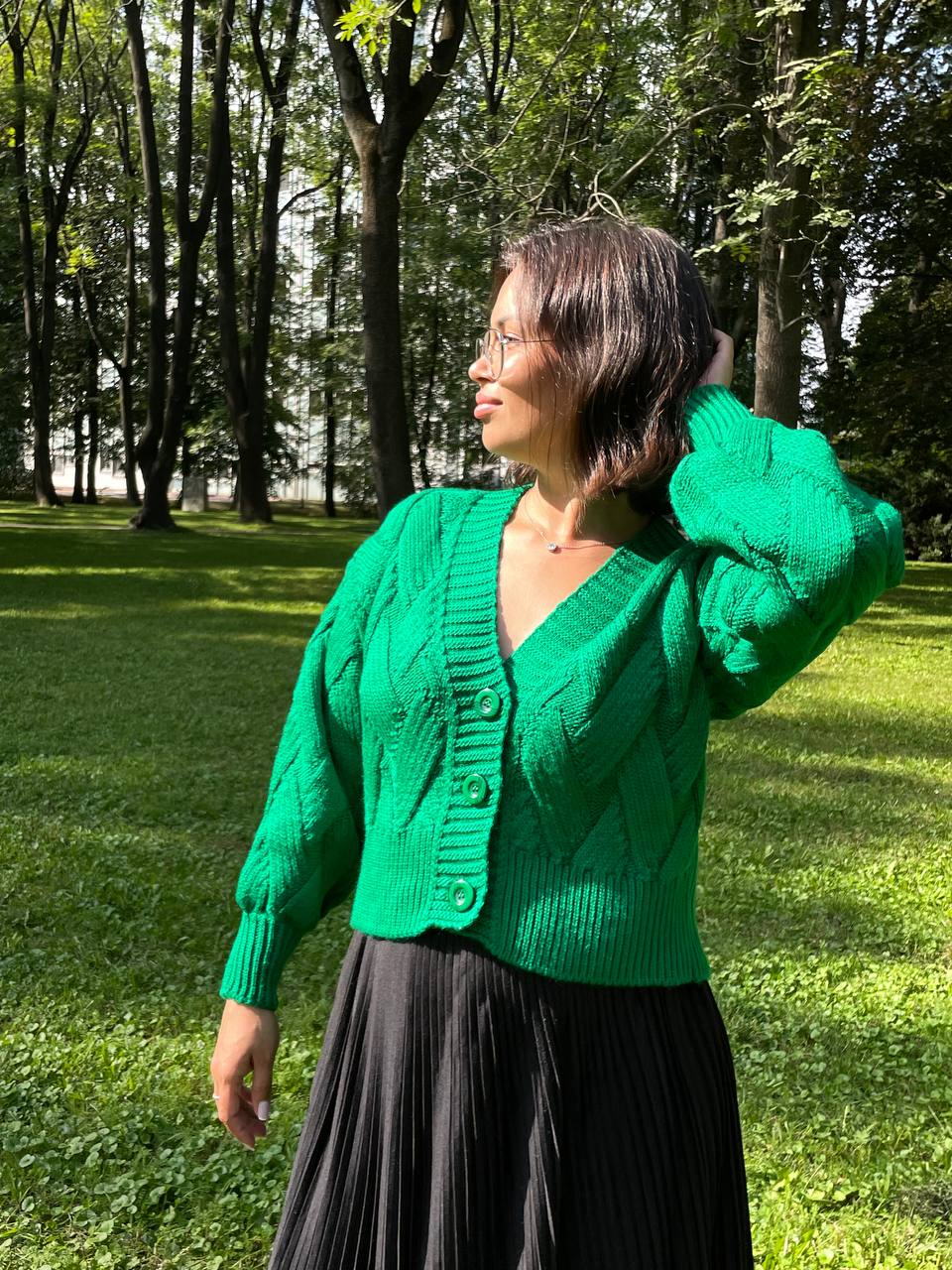 vzorovaný kardigan v moderním střihu