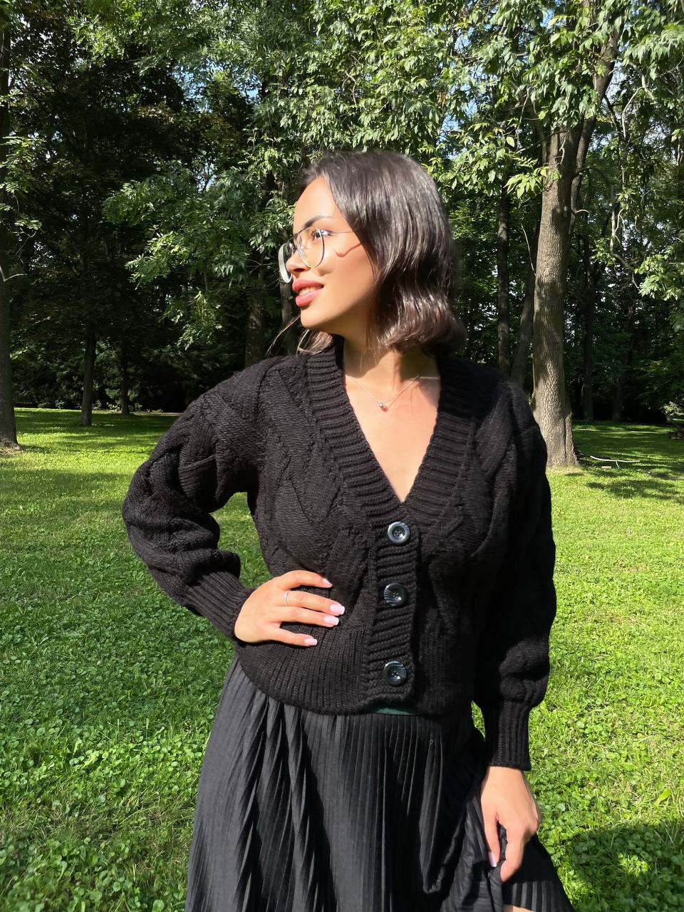 vzorovaný kardigan v moderním střihu