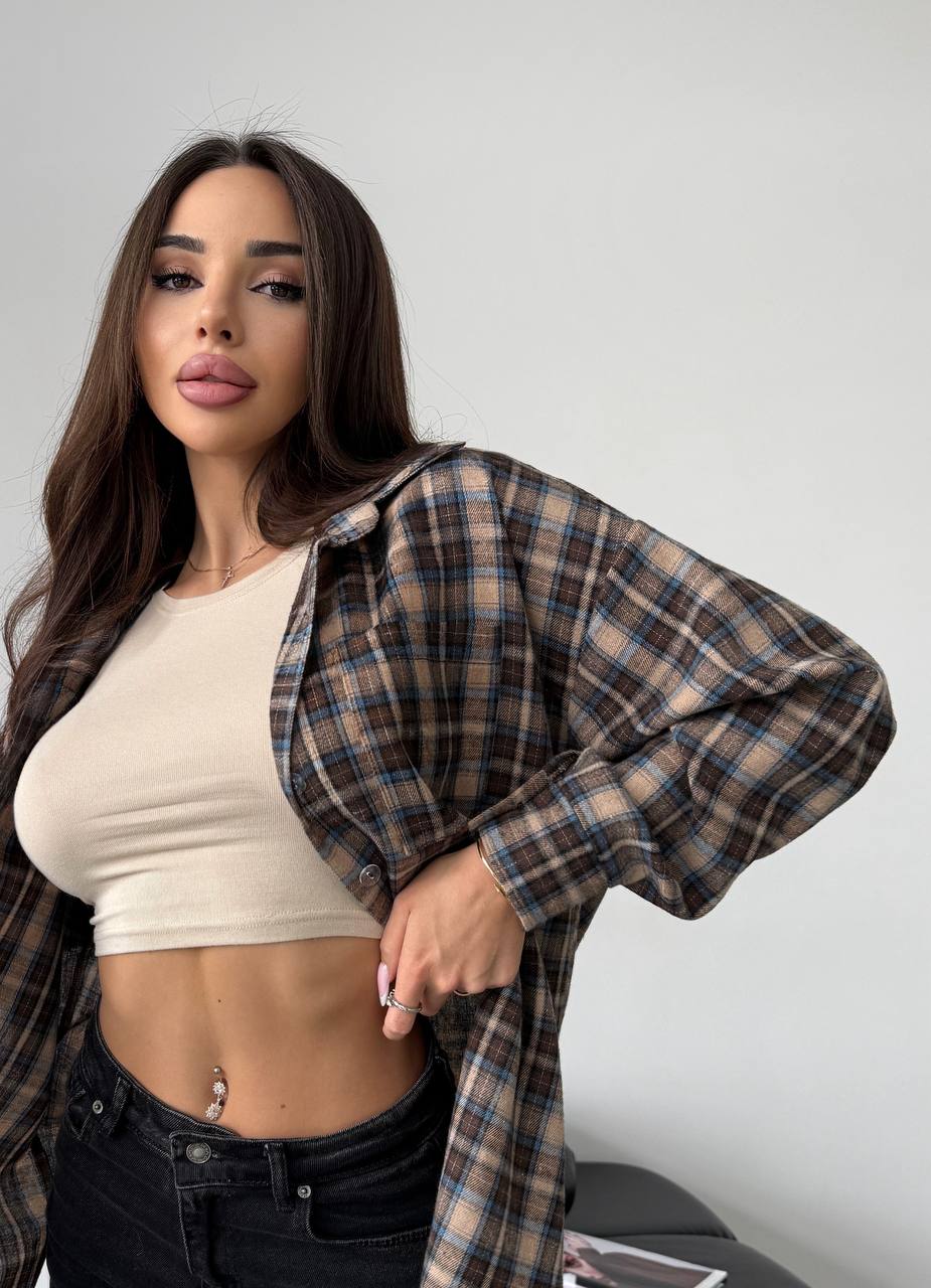 Stylová kostkovaná košile s volným střihem