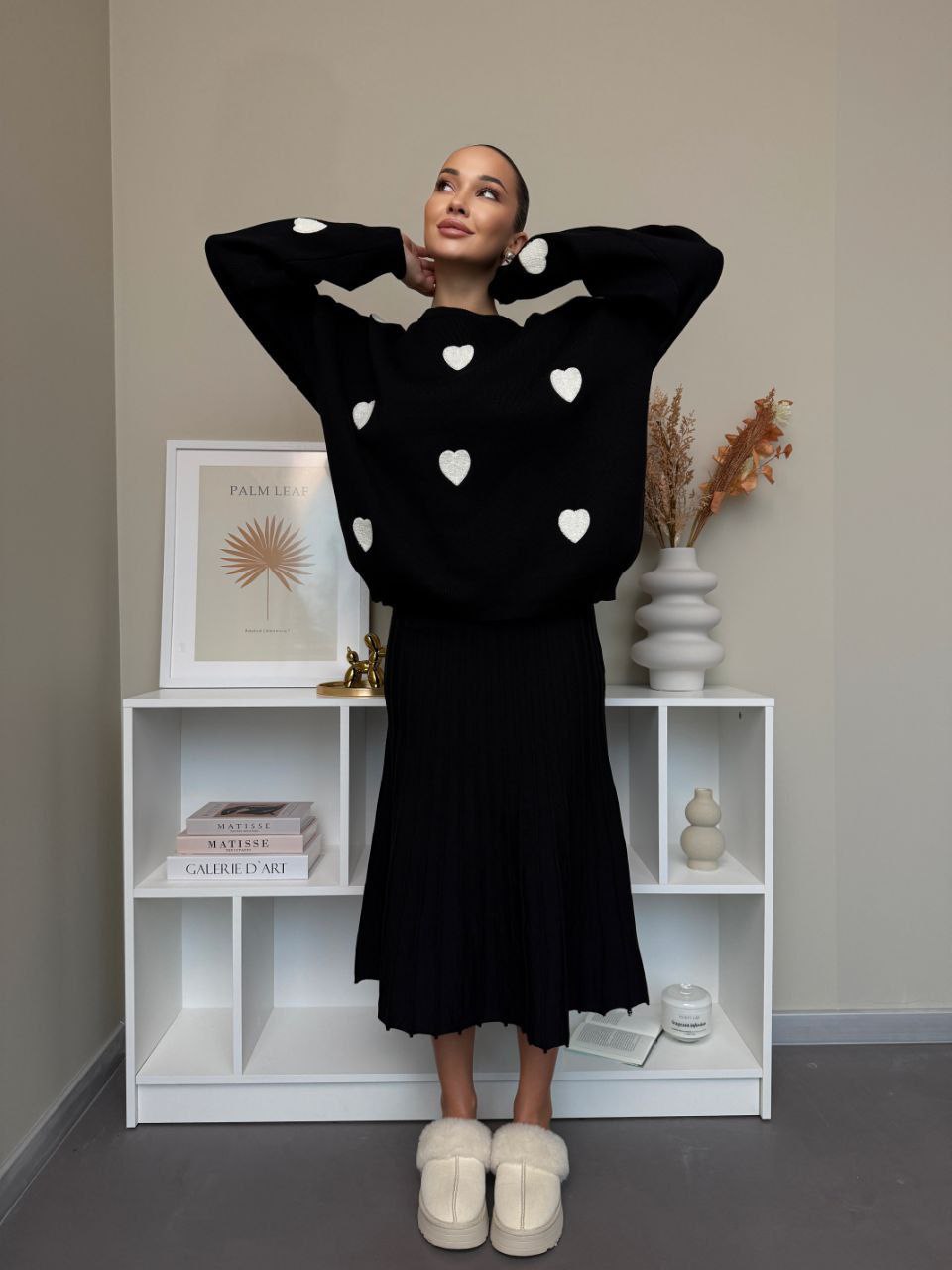 Dámský komplet – svetr a plisovaná sukně