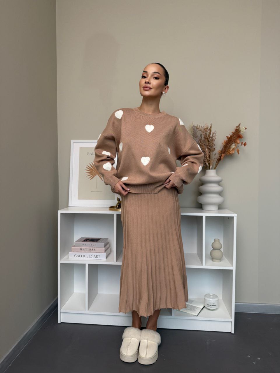 Dámský komplet – svetr a plisovaná sukně