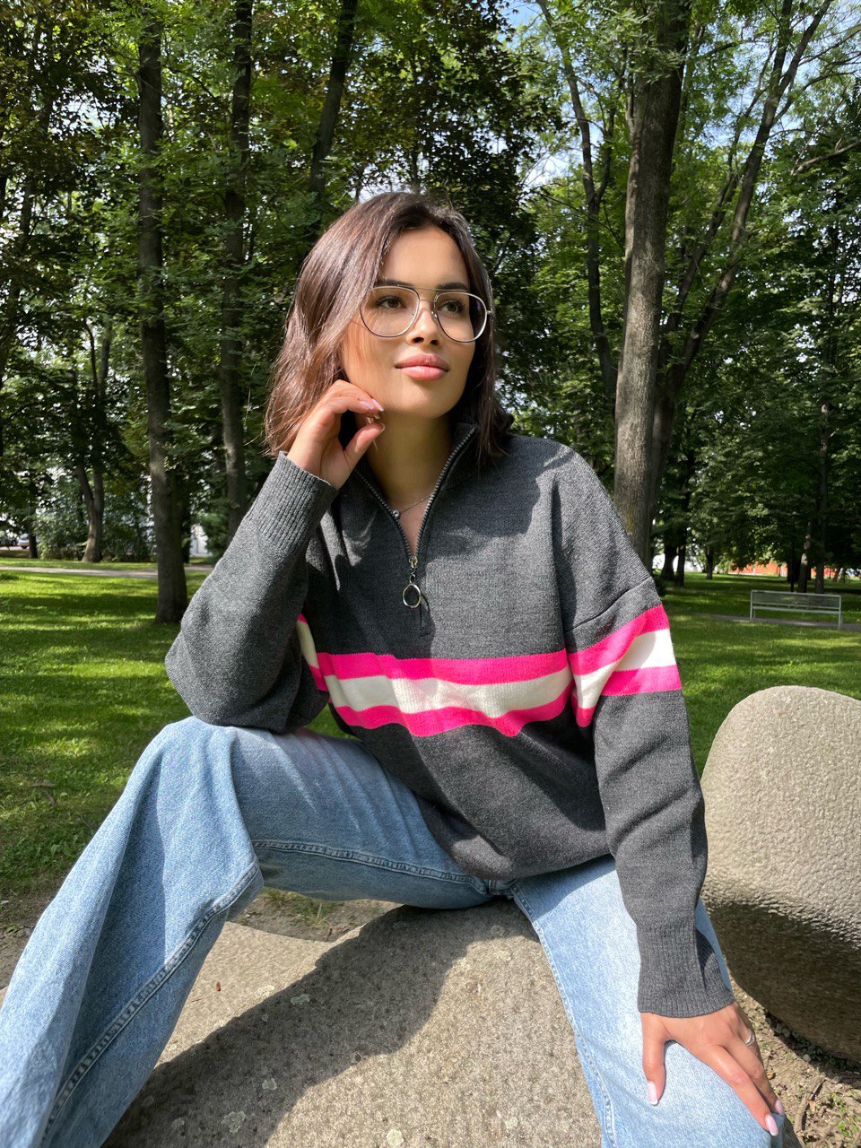 Podzimní  tunika z akrylu a vlny