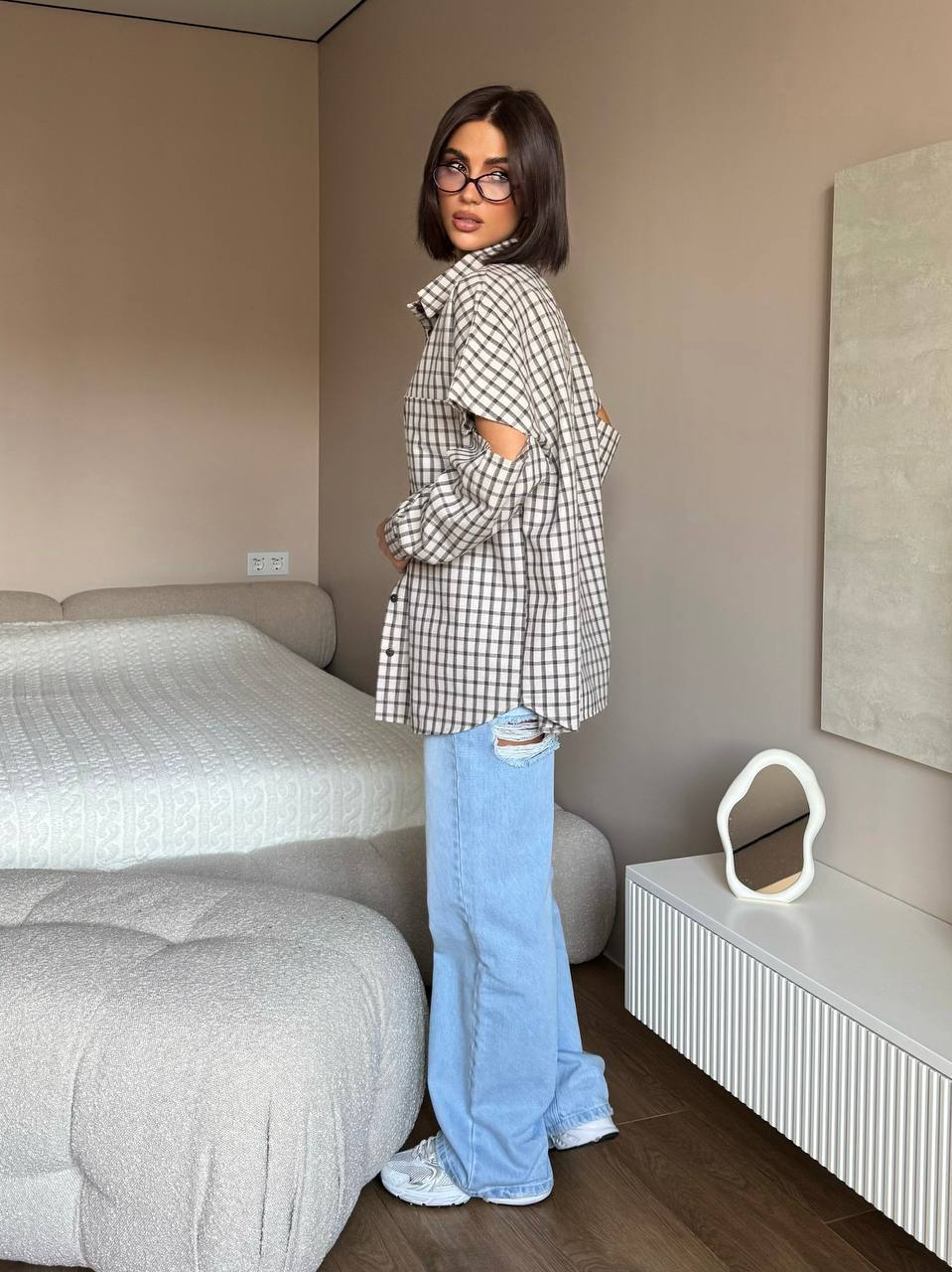 Kostkovaná košile s trendy „trhanými“ rukávy – OVERSIZE MUST-HAVE! 🔥