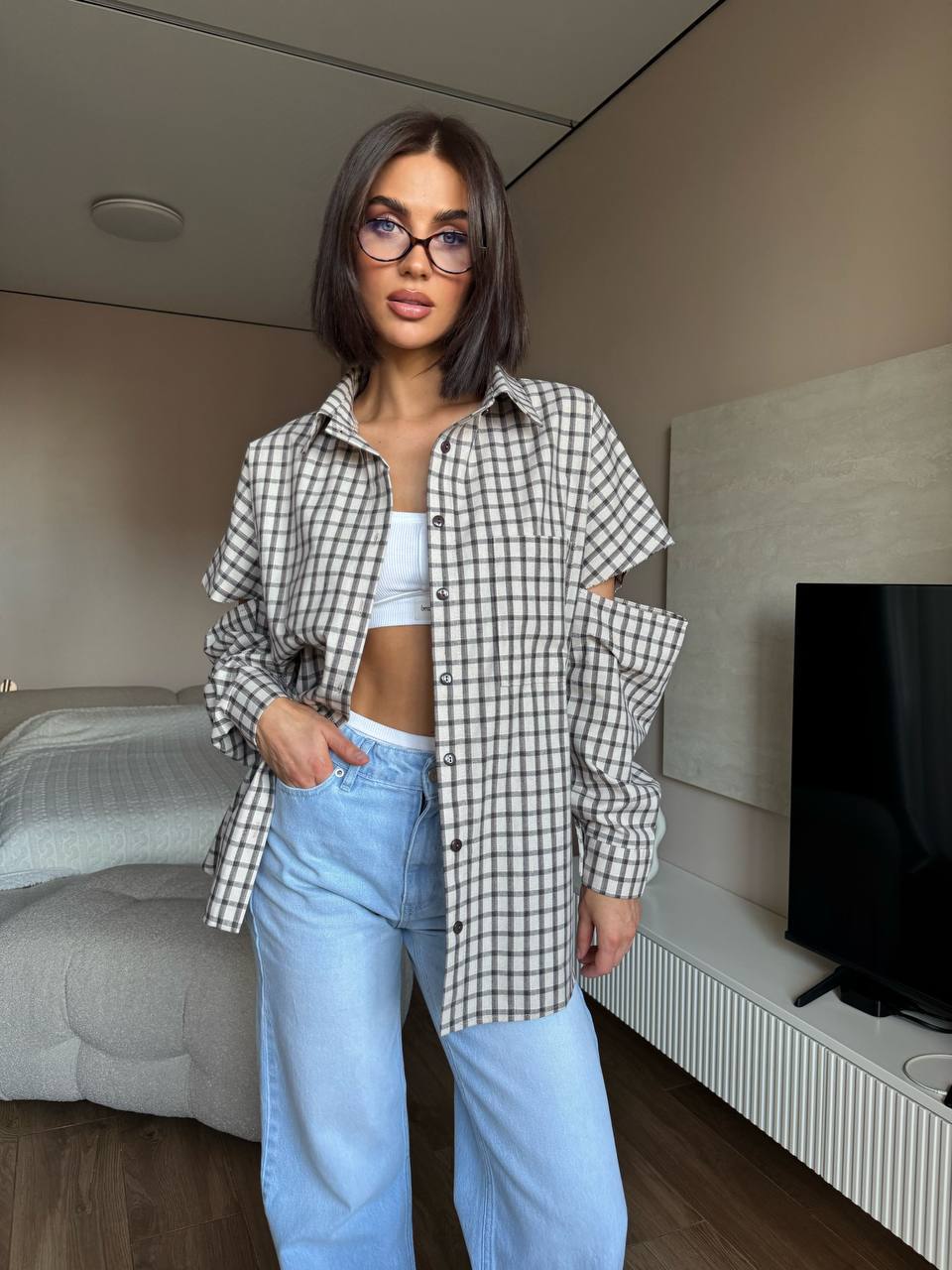 Kostkovaná košile s trendy „trhanými“ rukávy – OVERSIZE MUST-HAVE! 🔥