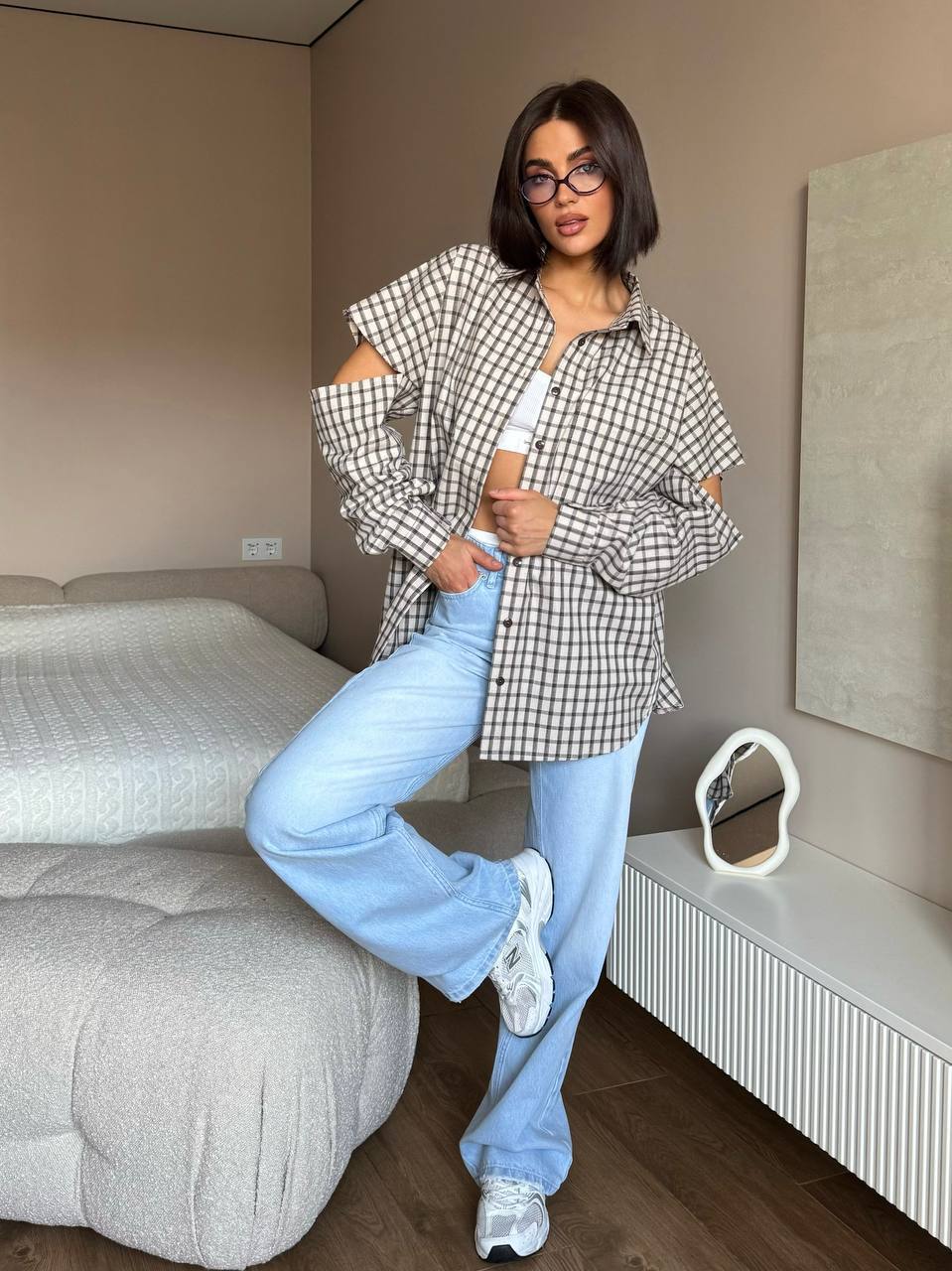 Kostkovaná košile s trendy „trhanými“ rukávy – OVERSIZE MUST-HAVE! 🔥